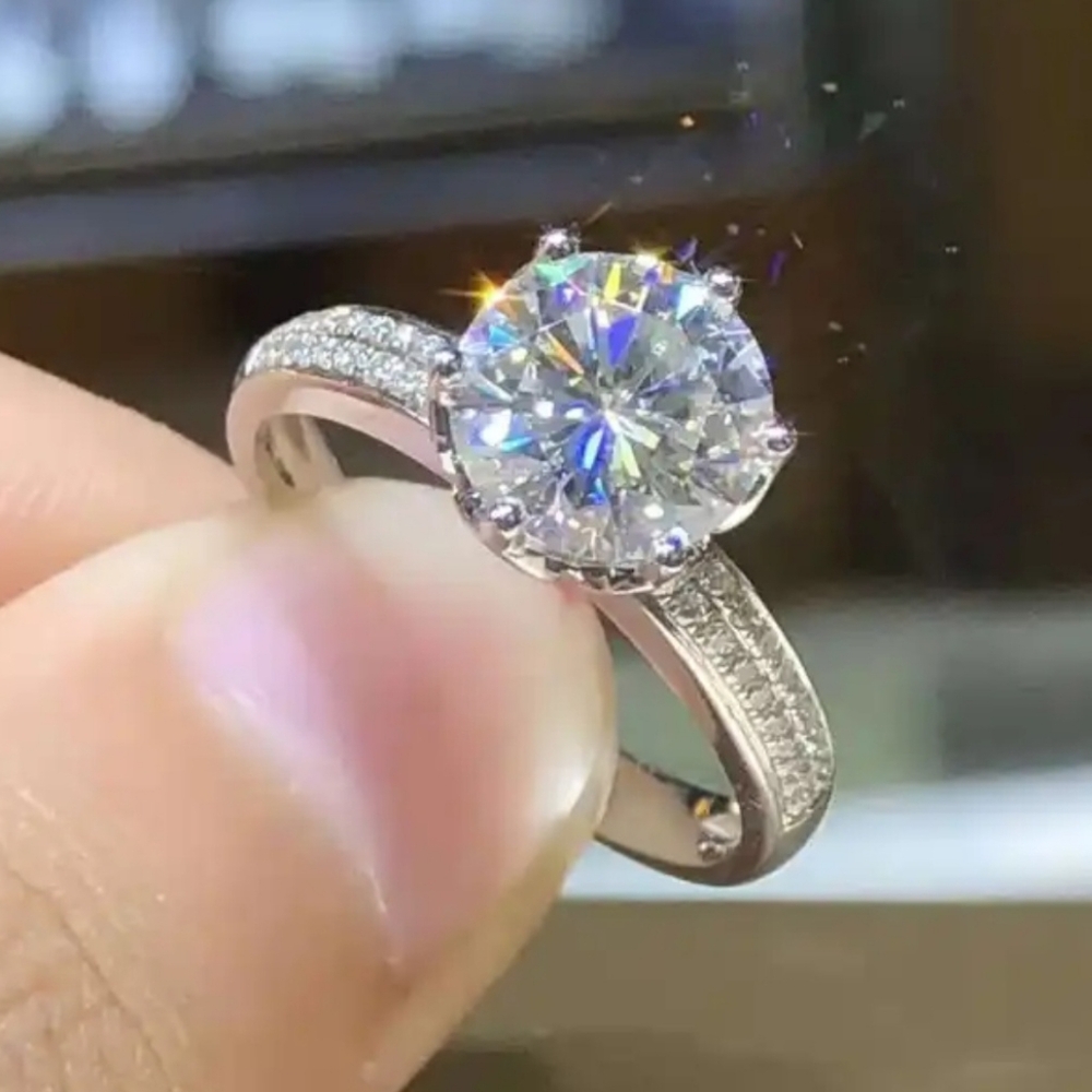Women's rings 925 sterling silver CZ and rhinestone size resized
